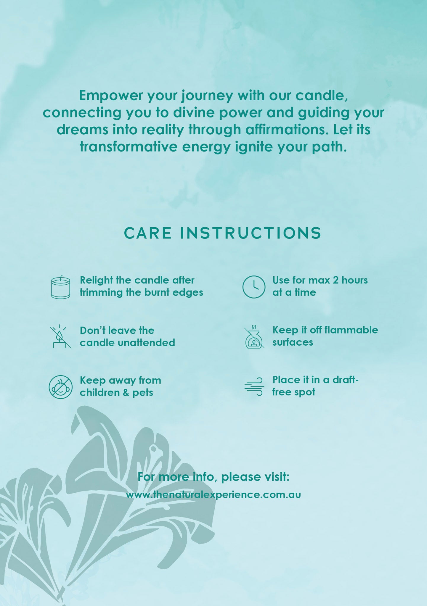 Amazonite Crystal Candle Care Cards