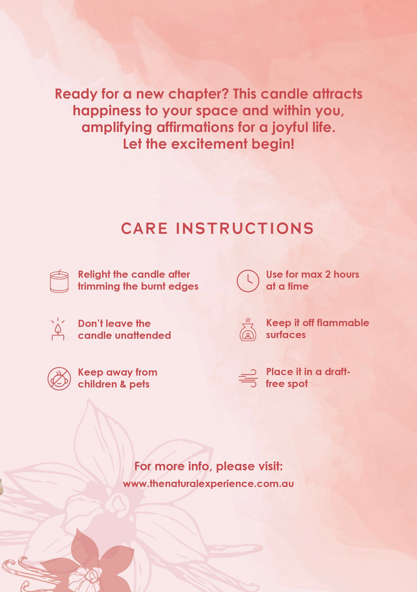 Carnelian Crystal Candle Care Cards