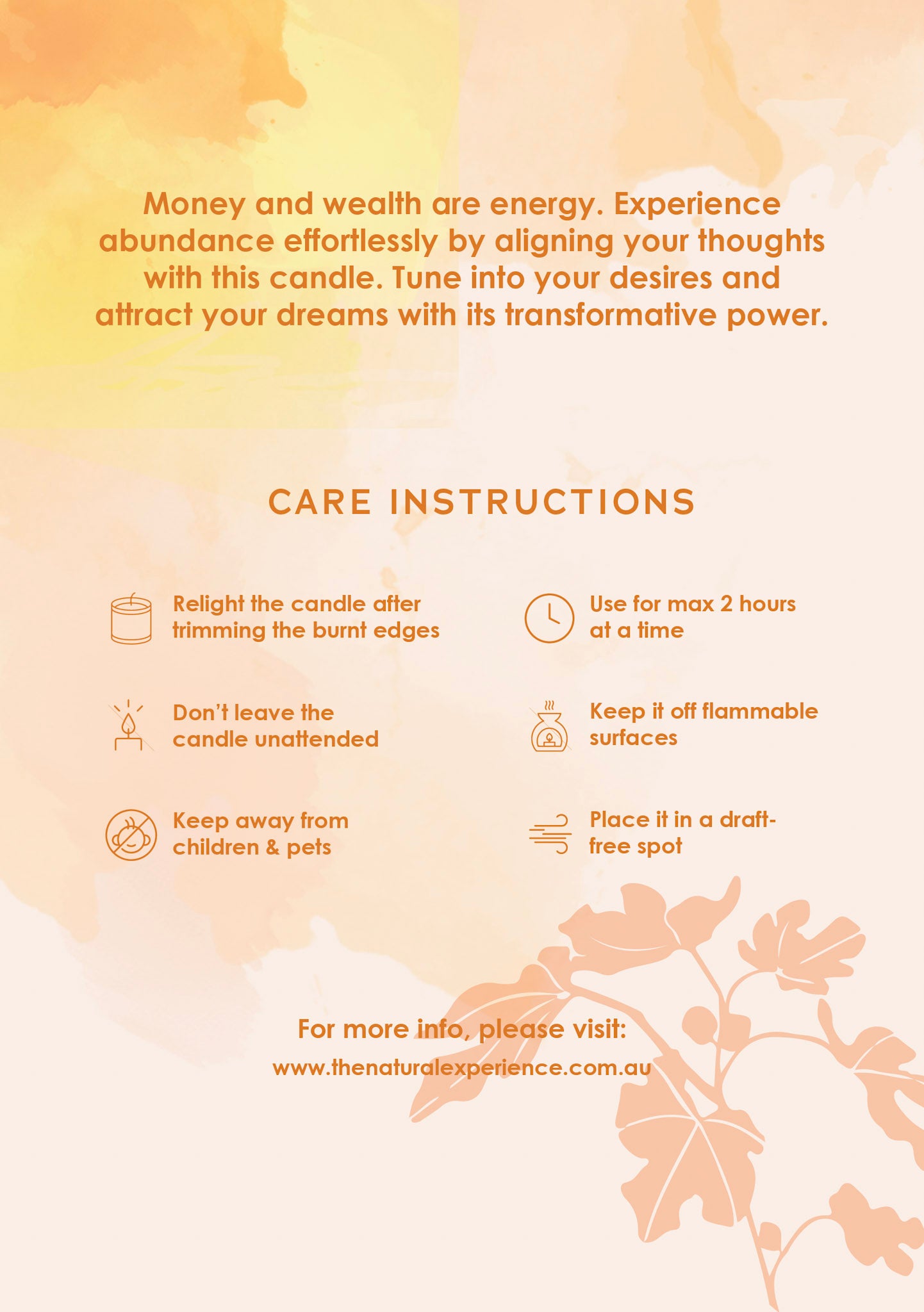 Citrine Crystal Candle Care Cards