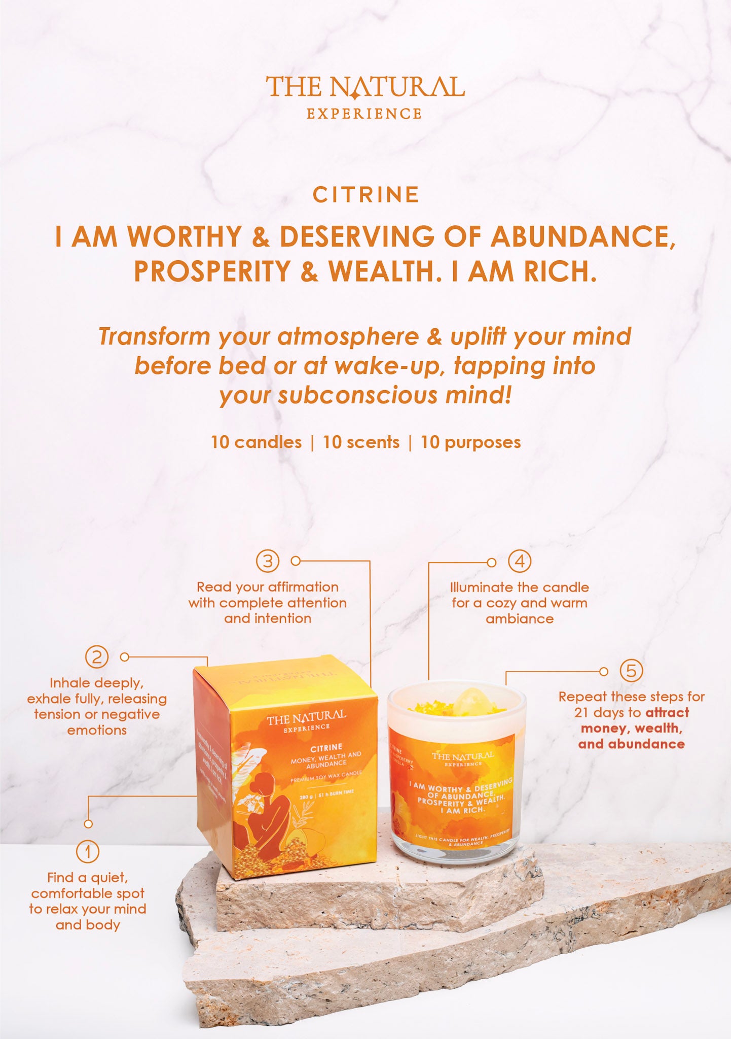 Citrine Crystal Candle Instruction Cards