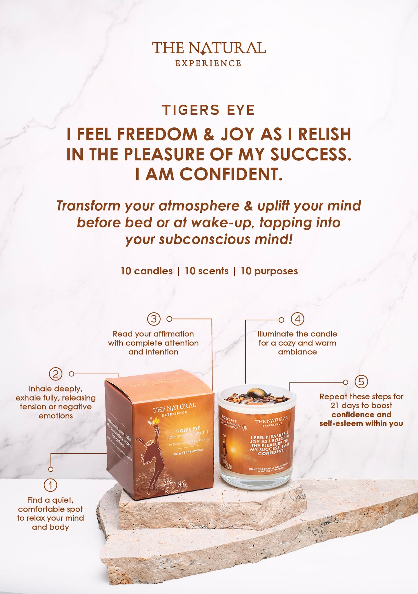 Tigers Eye Crystal Candle Instruction Cards