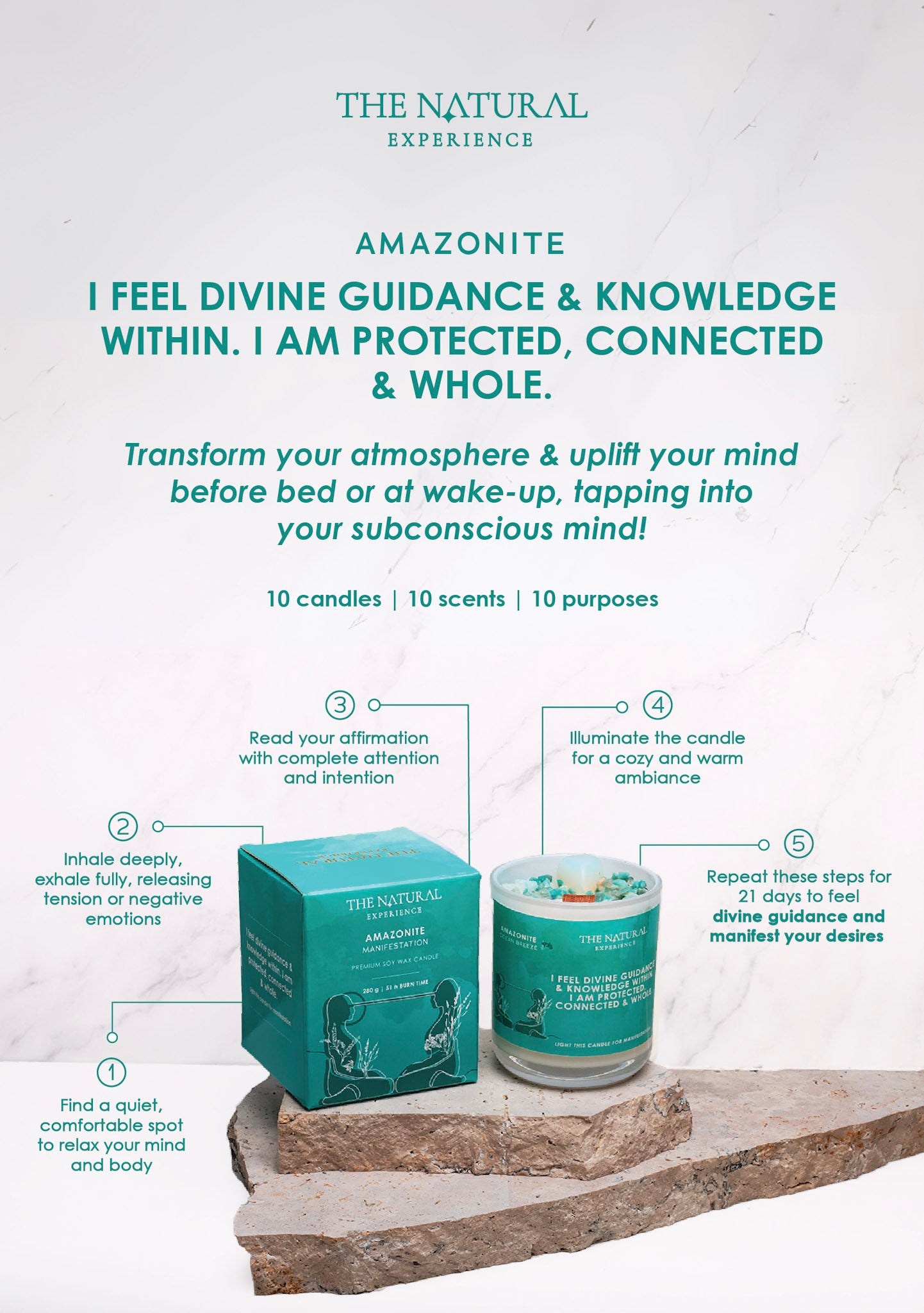 Amazonite Crystal Candle Instruction Cards