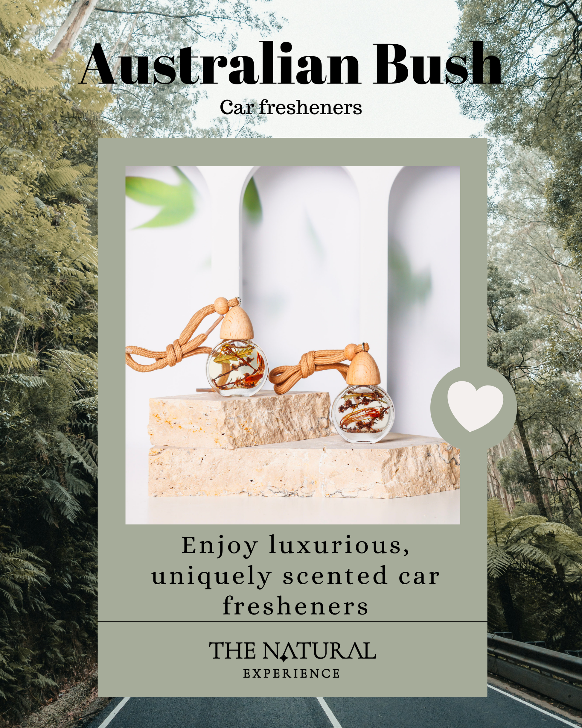 Australian Bush Car Air Freshener - Hanging essential oil diffuser with natural Australian bush scent for a fresh and invigorating car fragrance