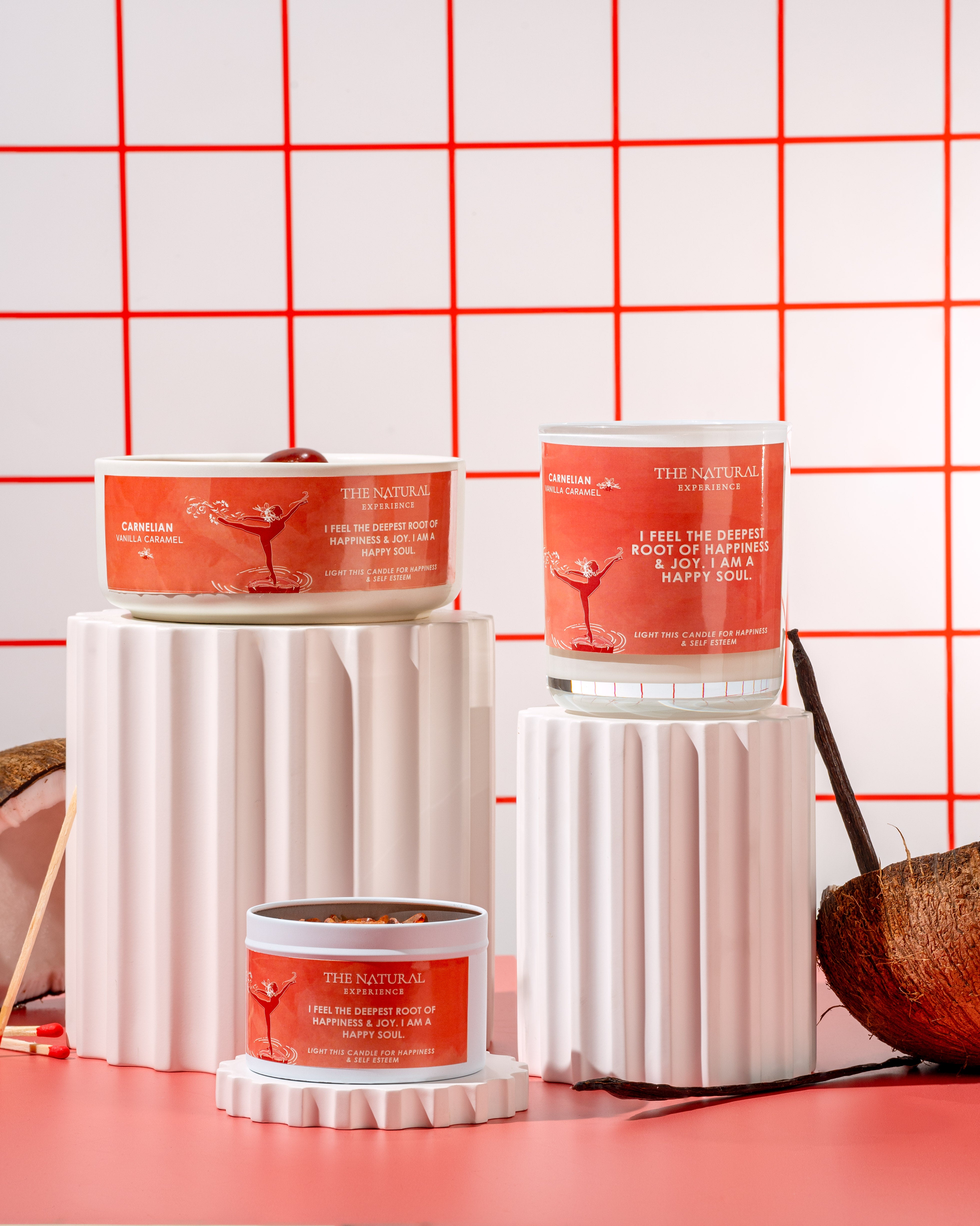 Carnelian Crystal Candle for Happiness and Self-Esteem – Vanilla Caramel