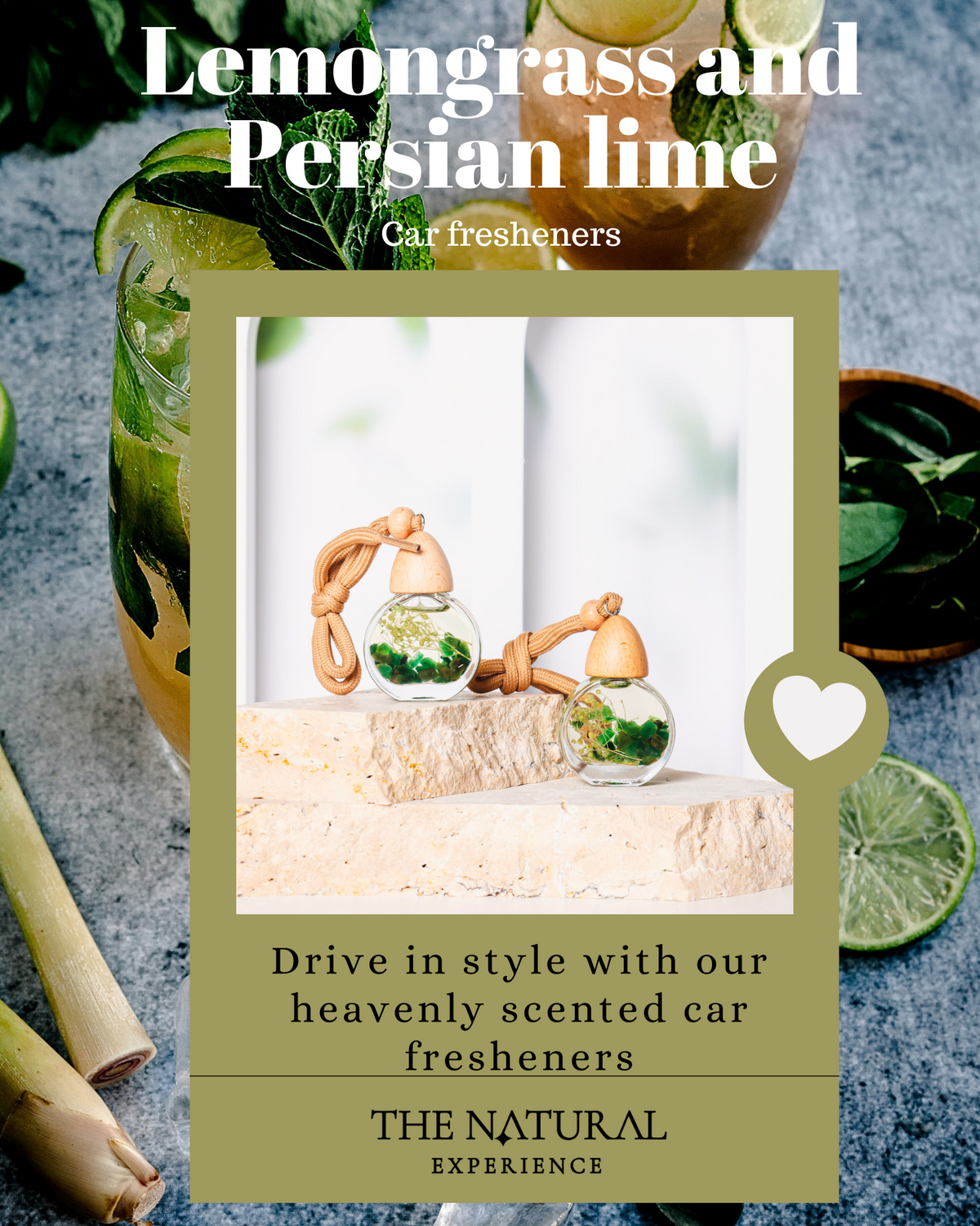 Lemongrass and Persian lemon - Car Air Freshener with Essential Oils