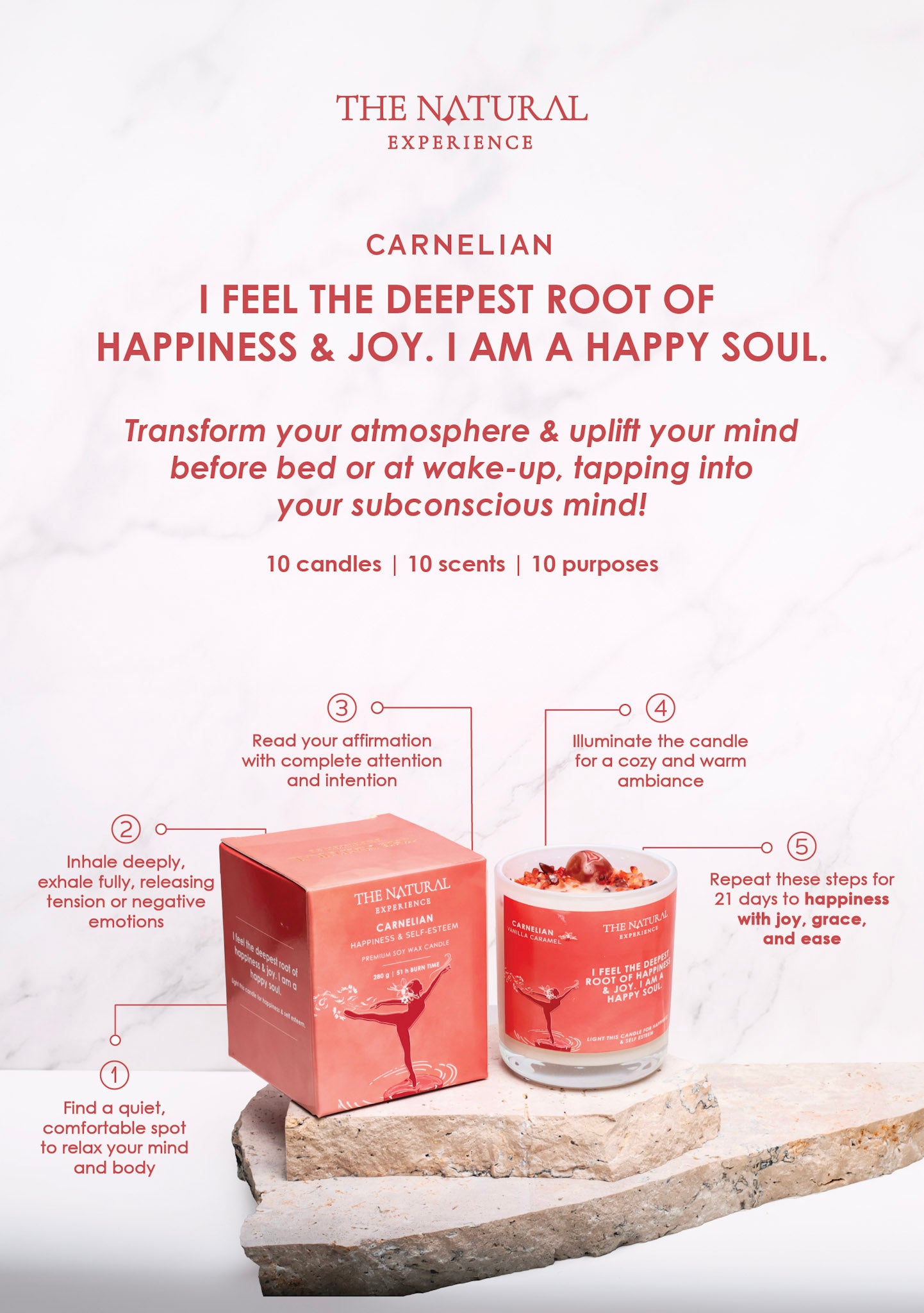 Carnelian Crystal Candle Instruction Cards