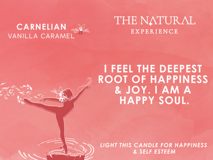 Carnelian – Candle for Happiness and Self-Esteem – Vanilla Caramel