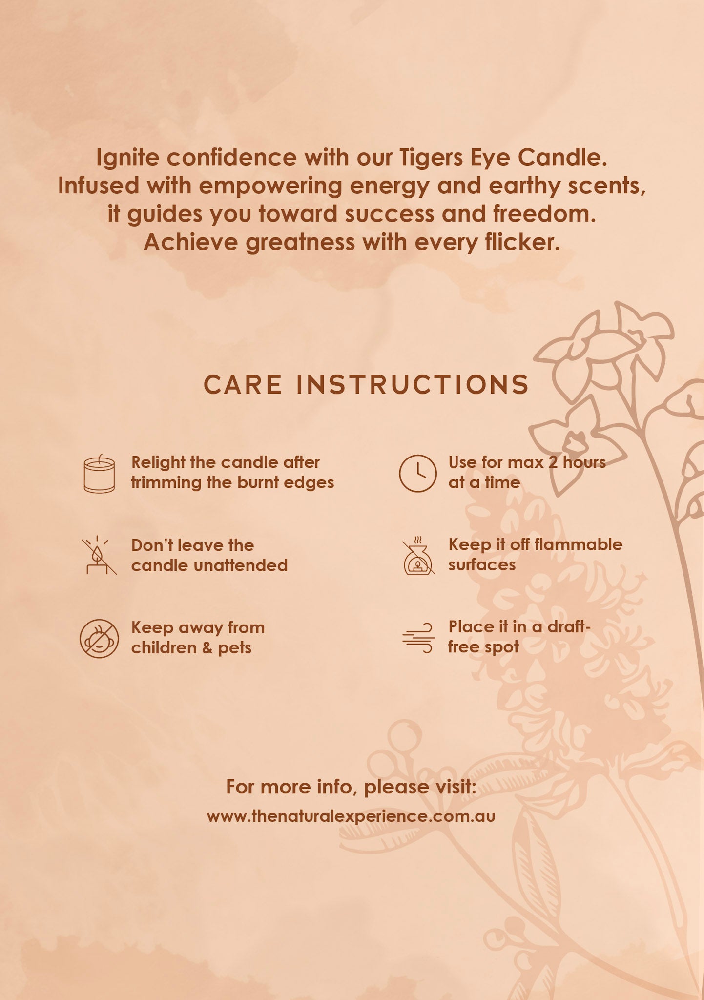 Tigers Eye Crystal Candle Care Card