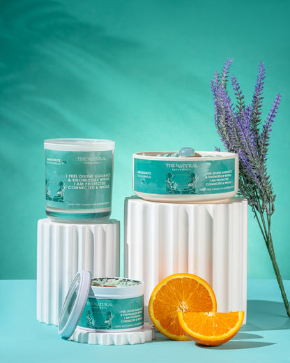 Amazonite Crystal Candle for Manifestation – Fresh Sea Breeze