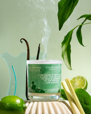 Green Aventurine – Crystal Candle for Calming and Healing – Lemongrass and Persian Lime